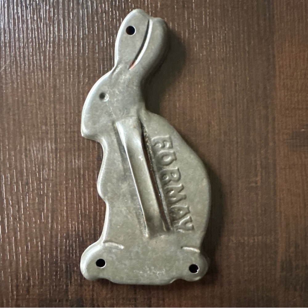Vintage Formay Tin Bunny Rabbit Cookie Cutter w Handle 6”x 3”